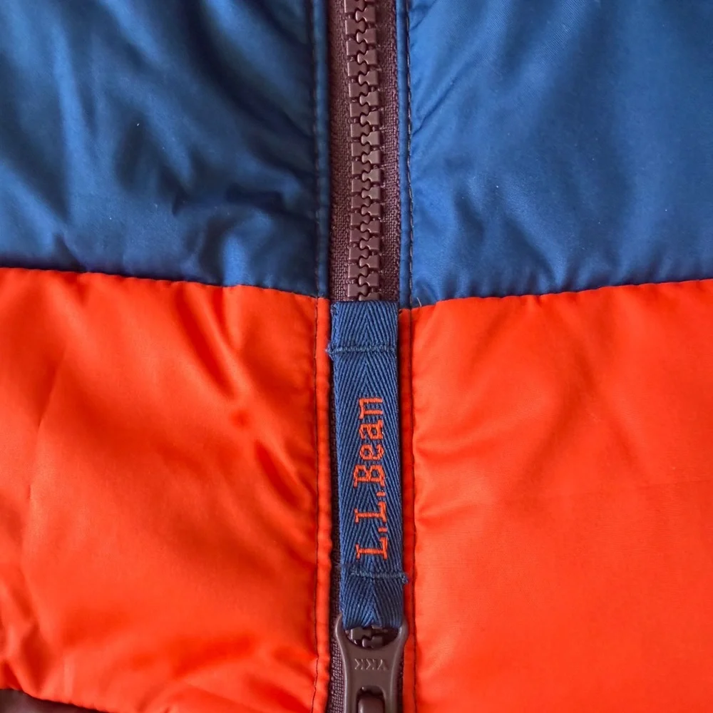 NWT L.L. Bean Kids Puffer Down Hooded Colorblock Puffer Jackey Boys Sz 8 Snow‎